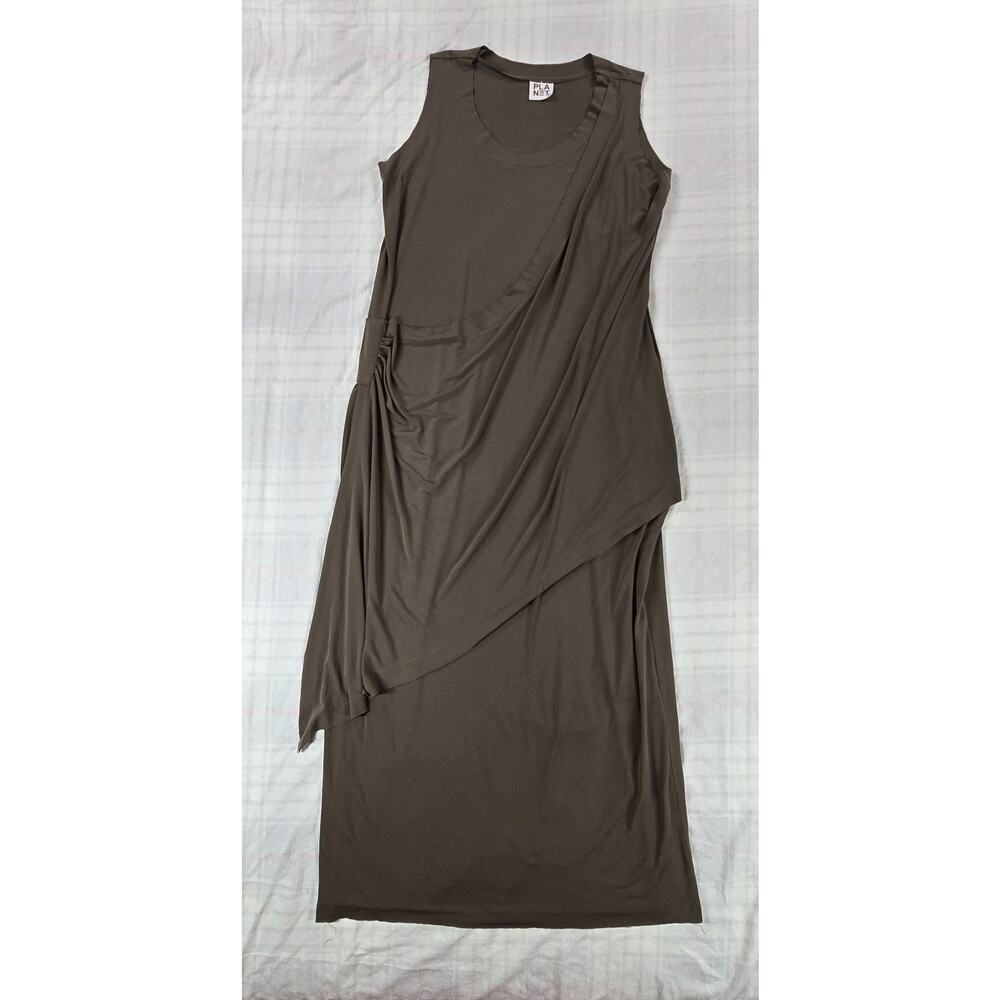 Planet by Lauren G Maxi Dress Womens Faux Wrap Lagenlook Greek Goddess Green OS - Picture 4 of 16